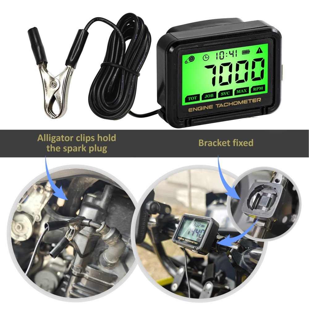 Digital Chainsaw Tachometer Motorcycle Pulse Engine Tachometer Adjustable Gre...