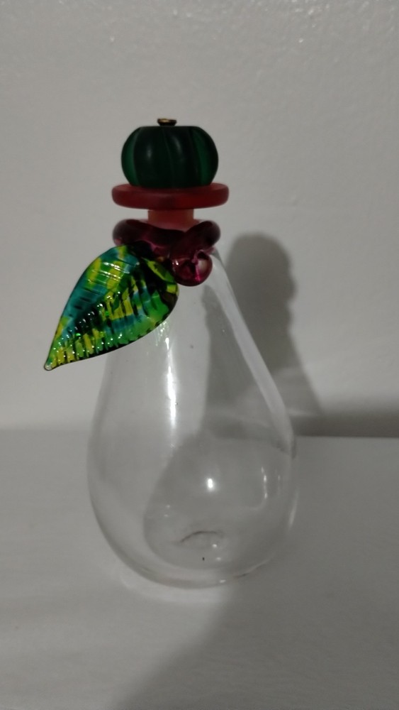SIGNED BLOWN GLASS DECANTER - PERFUME BOTTLE 6.5"