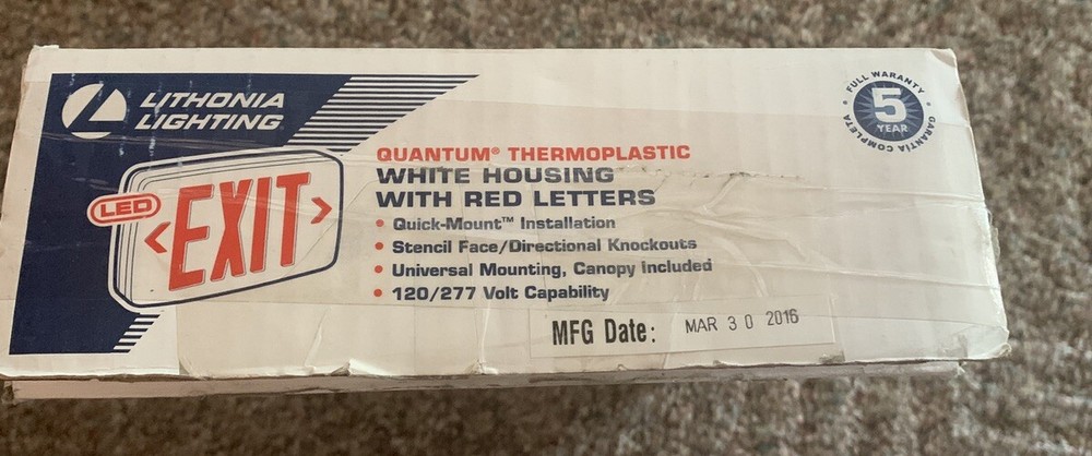 EXIT Lithonia Lighting Quantum Thermoplastic Led Emergency Red White Housing (3)