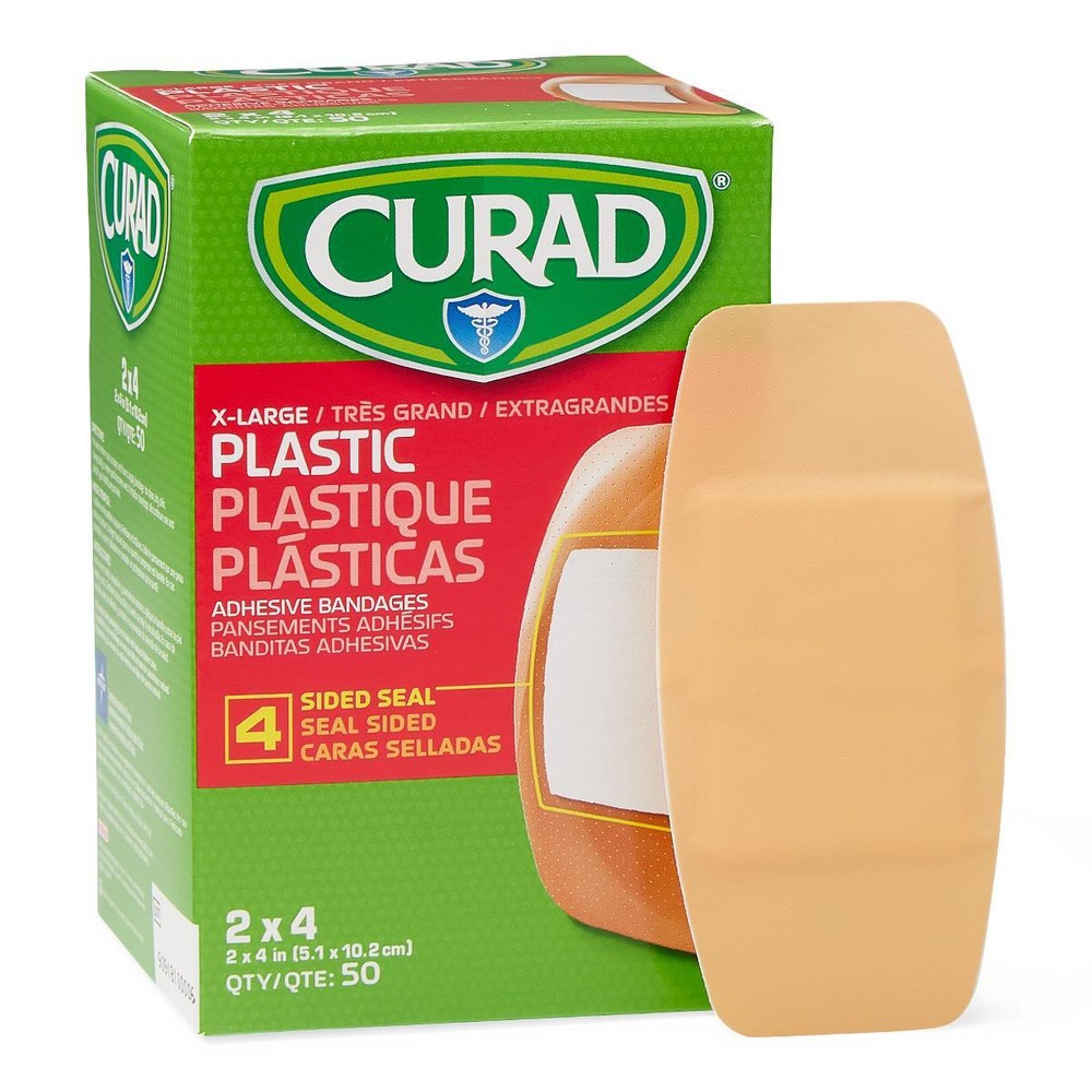 CURAD Plastic Adhesive Bandages, 2" x 4"