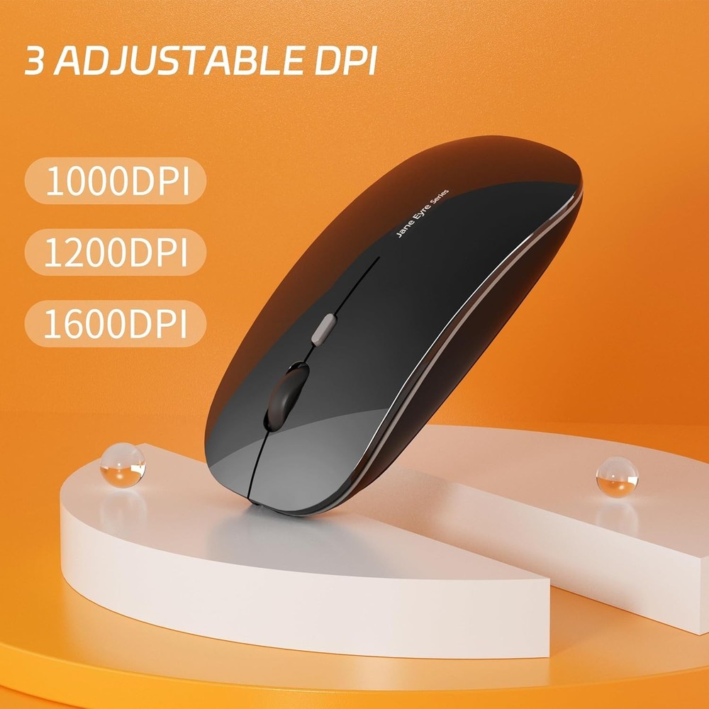 Compact Optical Wireless Mouse - USB Type C Adapter