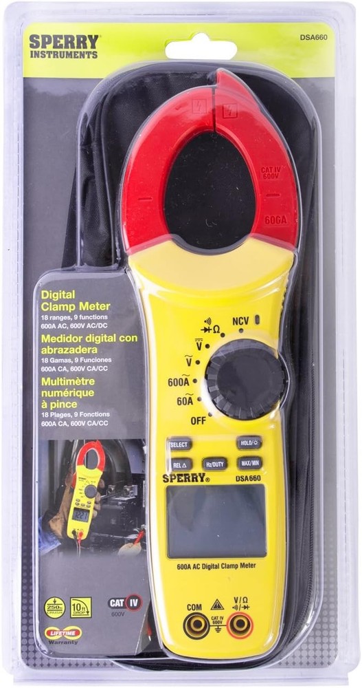 Sperry Instruments DSA660 Digisnap Digital Clamp Meter, 600A AC