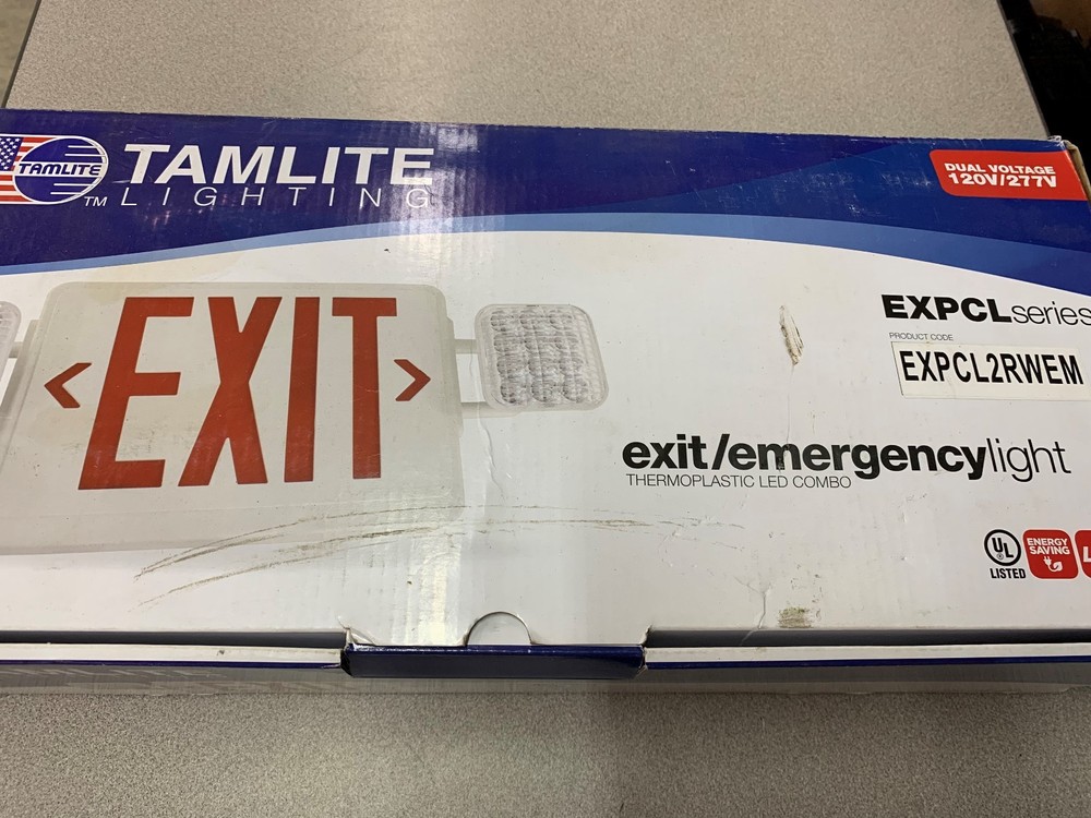 NEW IN BOX TAMLIGHT EXIT EMERGENCY LIGHT EXPLC2RWEM