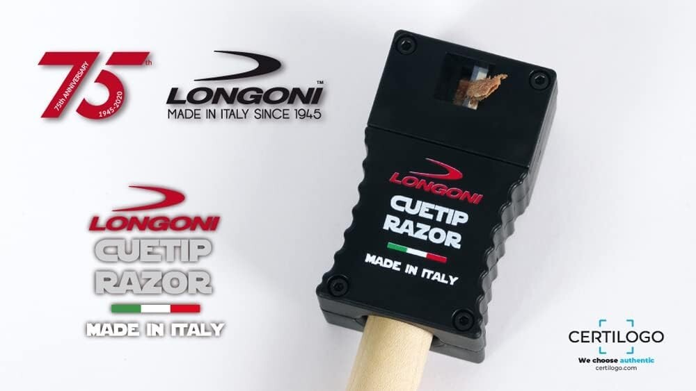 Longoni Billiard Pool Cue Tip Razor Edger Trimmer Shaper Scuffer