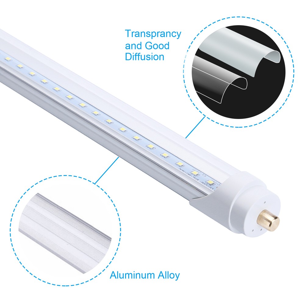 T8 FA8 Single Pin 8' Led Tube Light Bulbs 45W 8 FT Led Shop Light 5000K 6000K