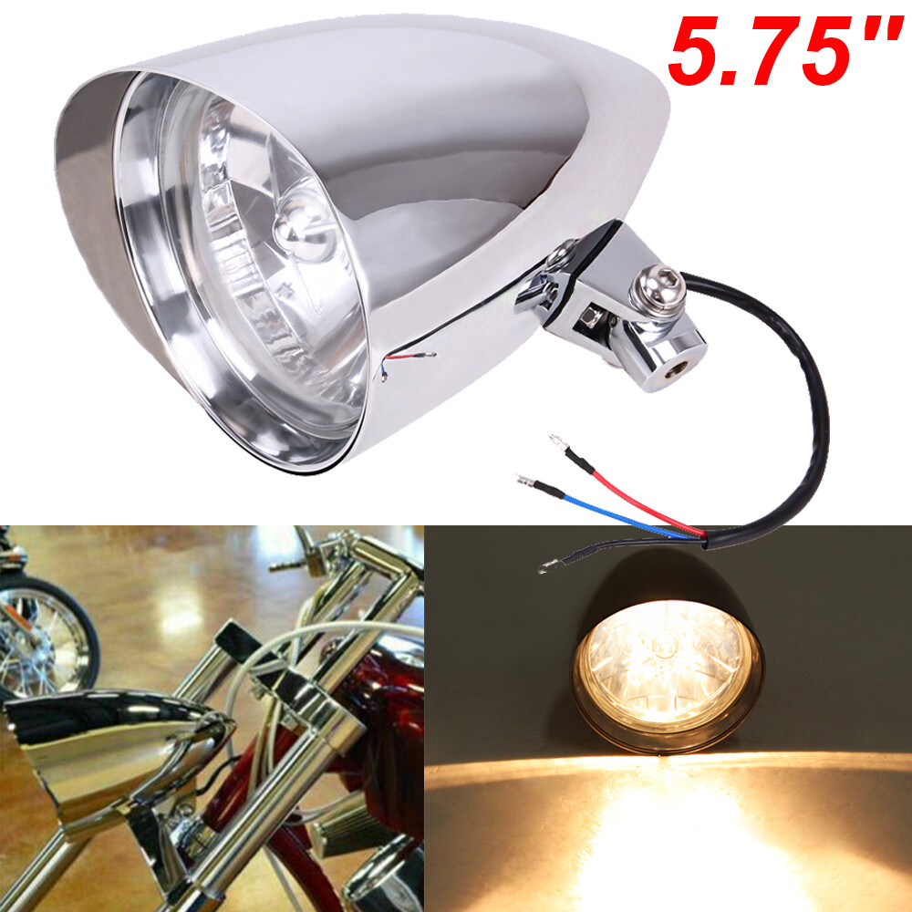5.75" Motorcycle Visor Bullet Headlight For Harley Softail Chopper Bobber CHROME