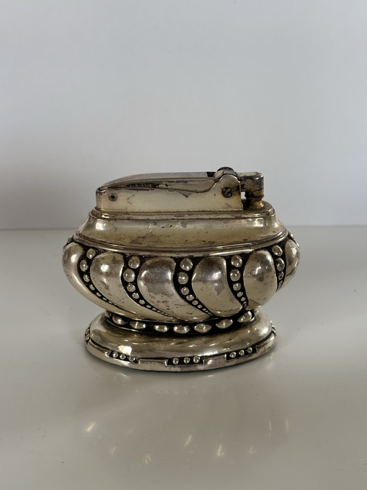 Vintage Ronson Crown Table Lighter Silver Plated with Box