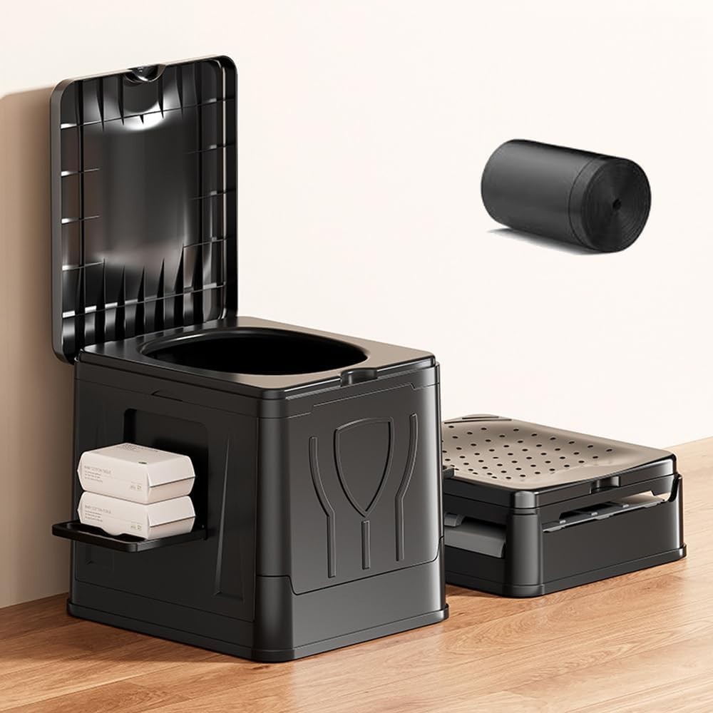 Compact Foldable Toilet Solution with Extra Thick Bags for Road Trips & Camping