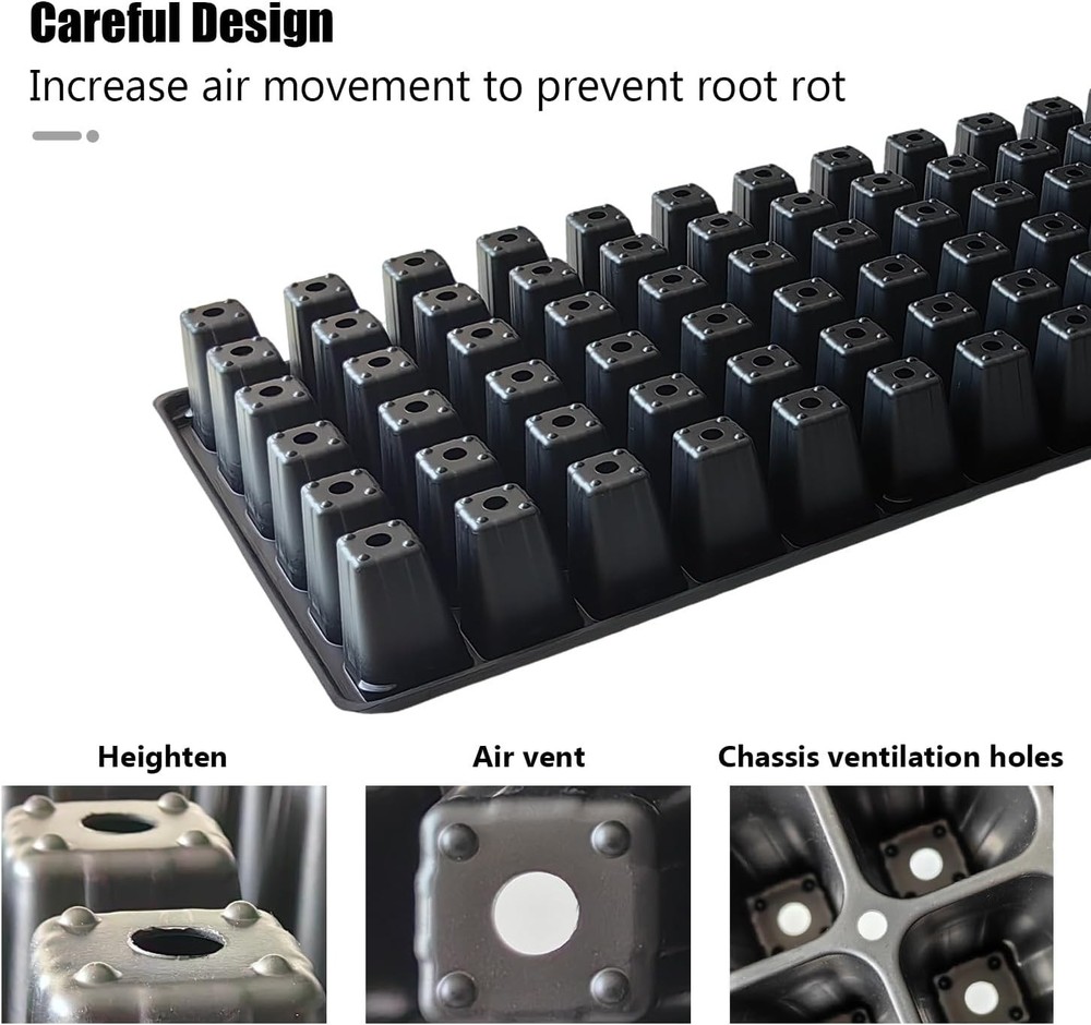 Deep 72 Cell Seedling Trays, Thick Durable 72 Cell Plug Tray Big Cell Seed Tr...