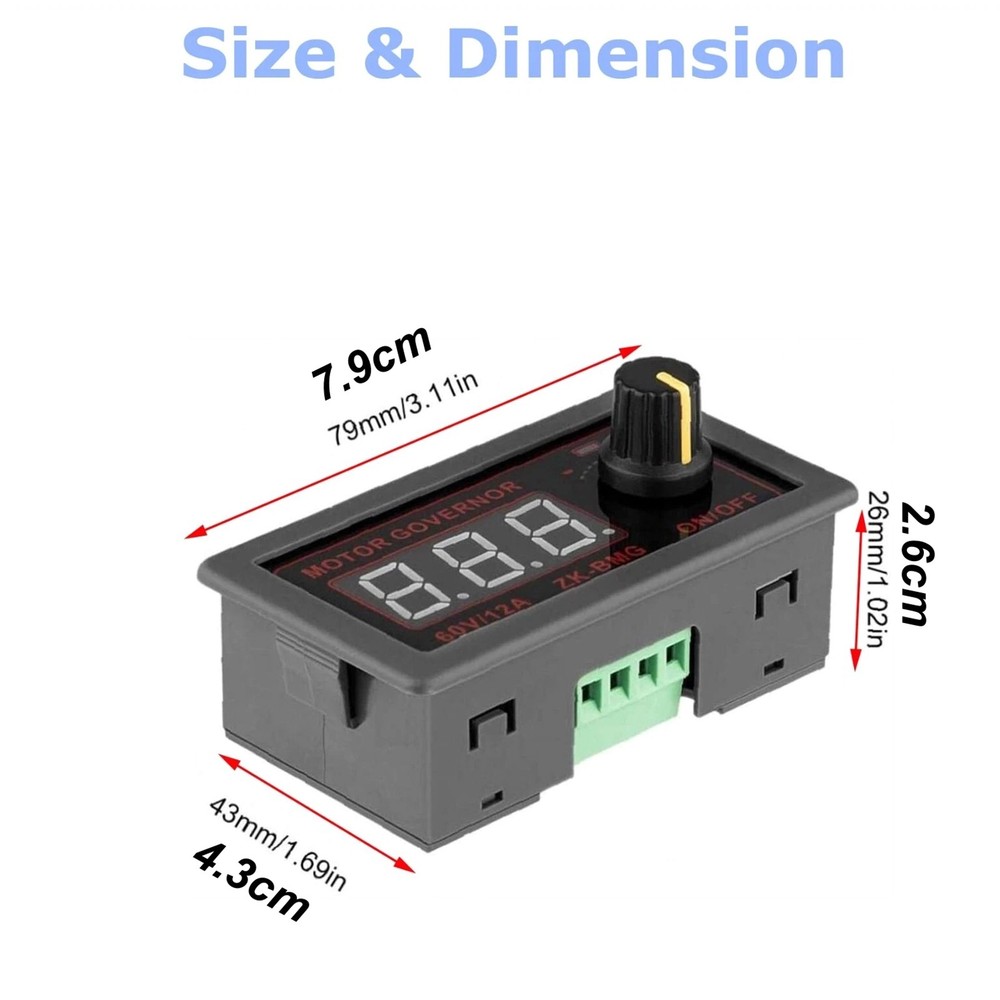 DC 9-60V PWM Motor Controller Module Digital Encoder Speed Adjustment 500W