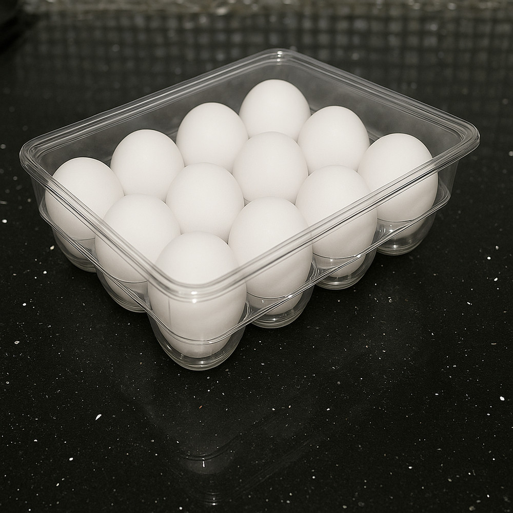 Clear Stackable 12 Egg Holder with Lid – Plastic Refrigerator Storage Container