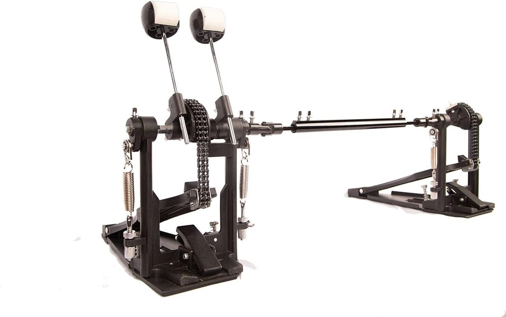 Versatile Double Drum Pedal with Adjustable Hammer and Secure Grip Stability