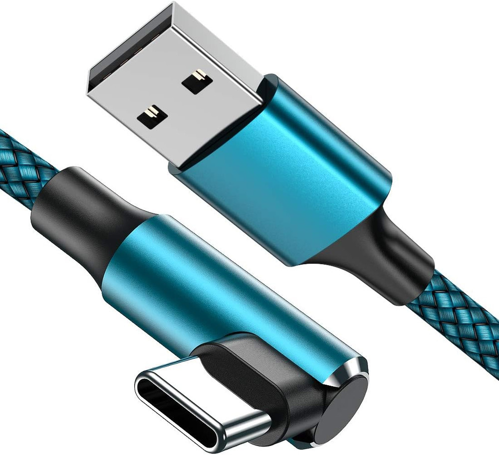 Type C Cable 90 Degrees Right Angle [3-Pack 10Ft] Nylon Braided USB a to USB C F