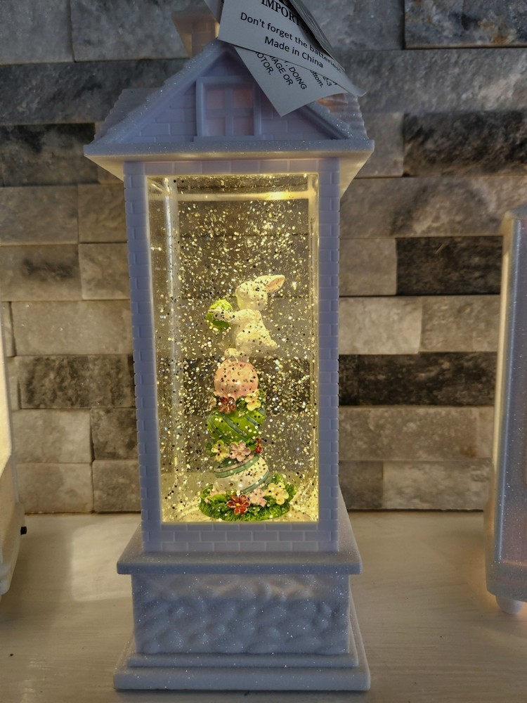Three Easter Water Lanterns with Chick and Rabbit, White, LED, Contemporary