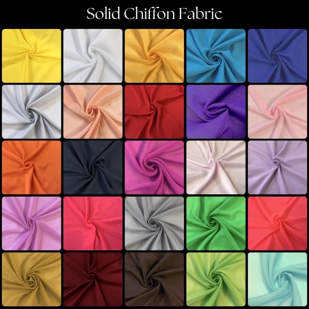 Solid Chiffon Fabric 58/60" Wide – Soft Sheer Polyester for Dresses & Decor