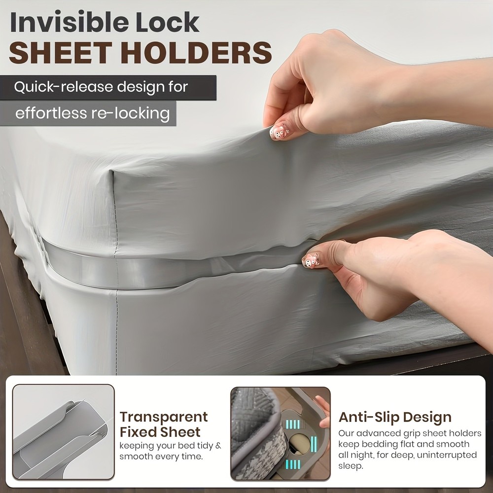 Practical Flexible Easy to Install 4PCS Invisible Reinforced Bed Sheet Fasteners