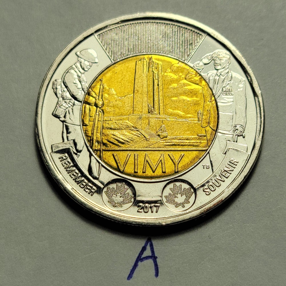 2017 CANADA Remember VIMY 2 Dollar Toonie Coin TA8