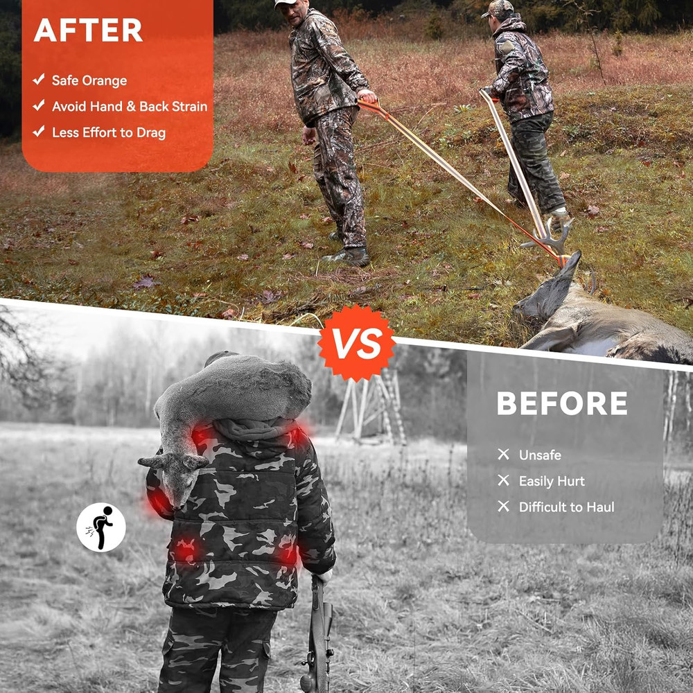 Deer Drag Ropes with Harness, 2PCS Durable Deer Hunting Pull Strap 76" Reflec...
