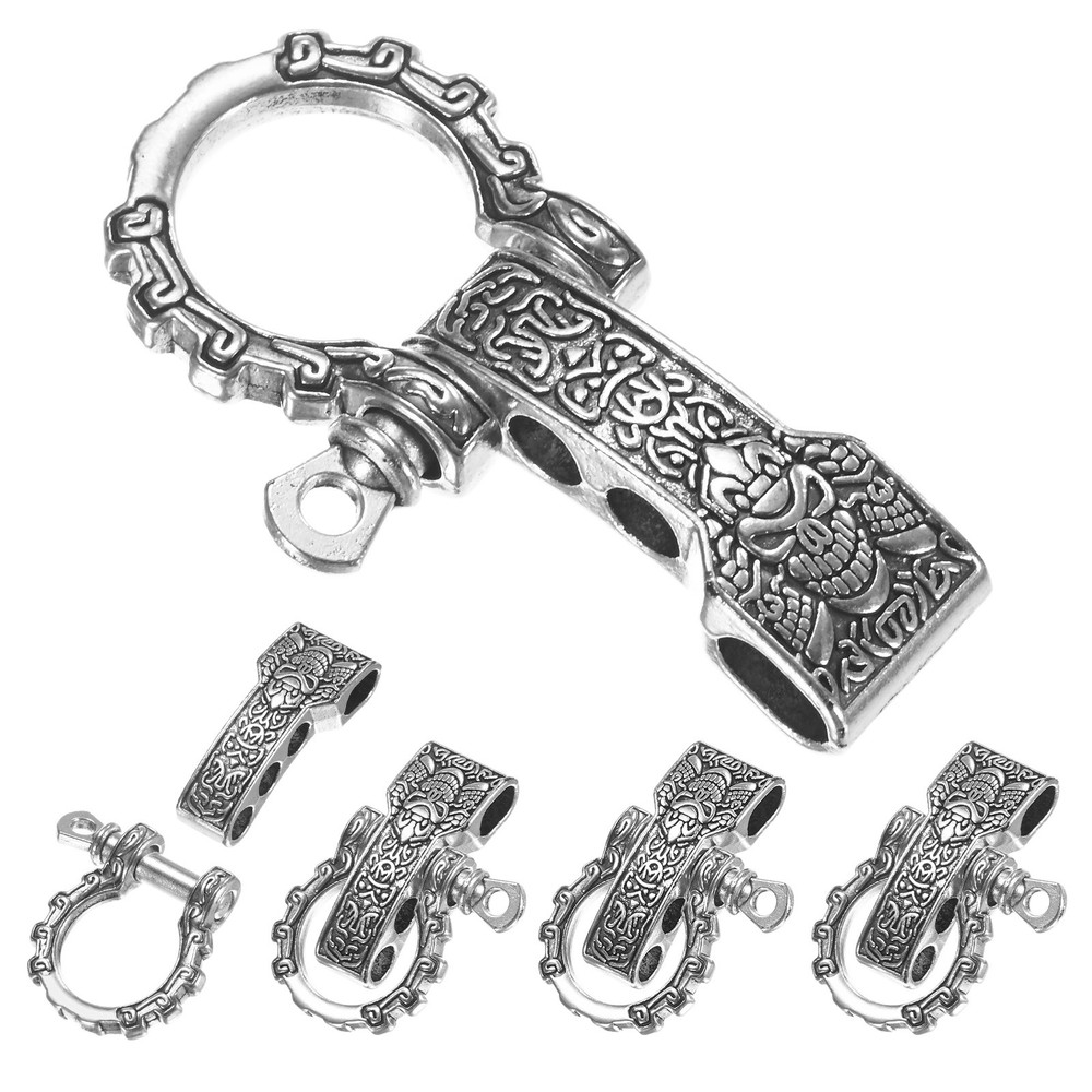 5-Pack Paracord Bracelet Shackle Buckle Pattern Type [Silver, Flat Head]