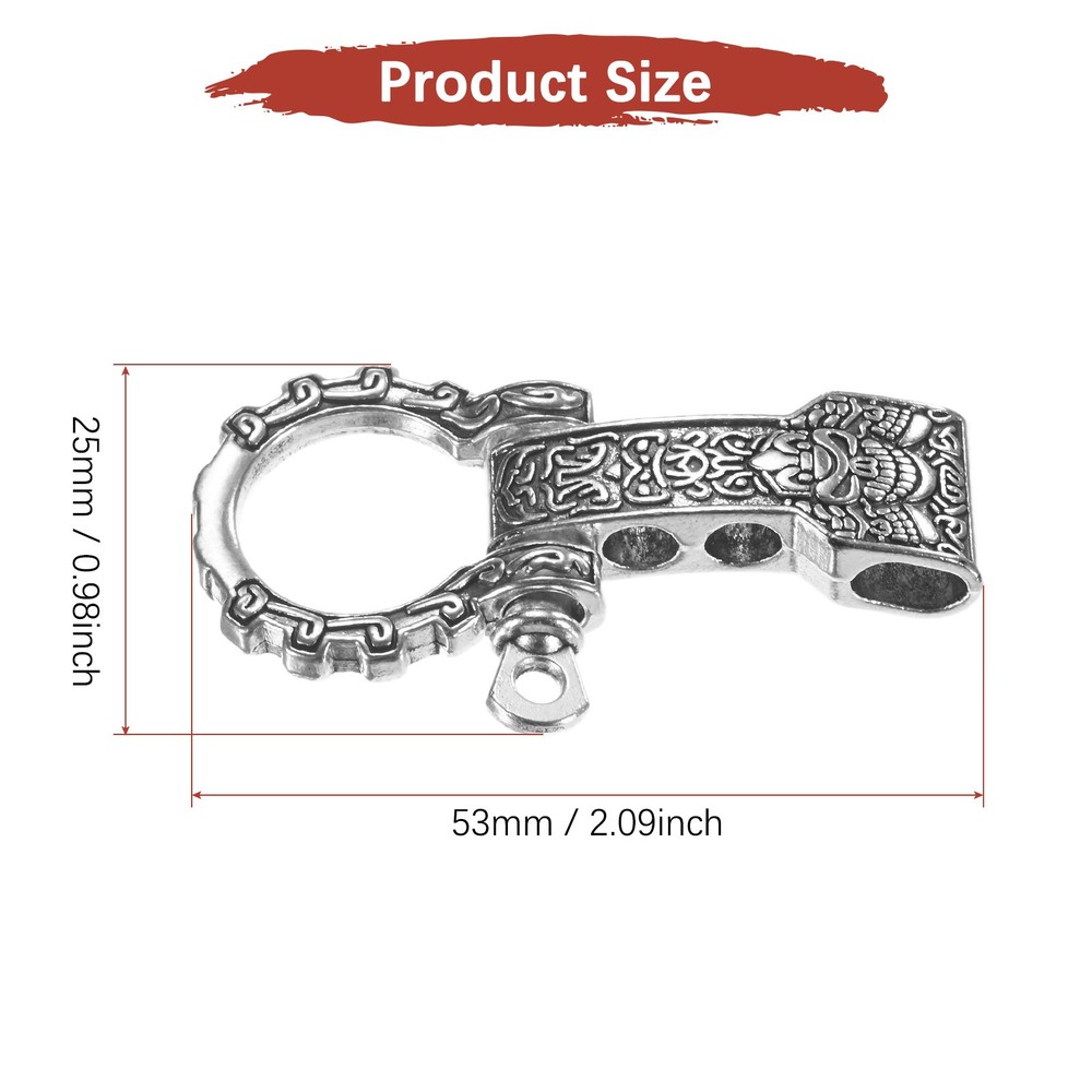 5-Pack Paracord Bracelet Shackle Buckle Pattern Type [Silver, Flat Head]