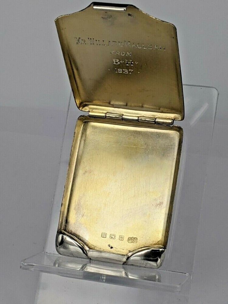 1936 Solid Silver striped vesta matchbook holder by R Pringle
