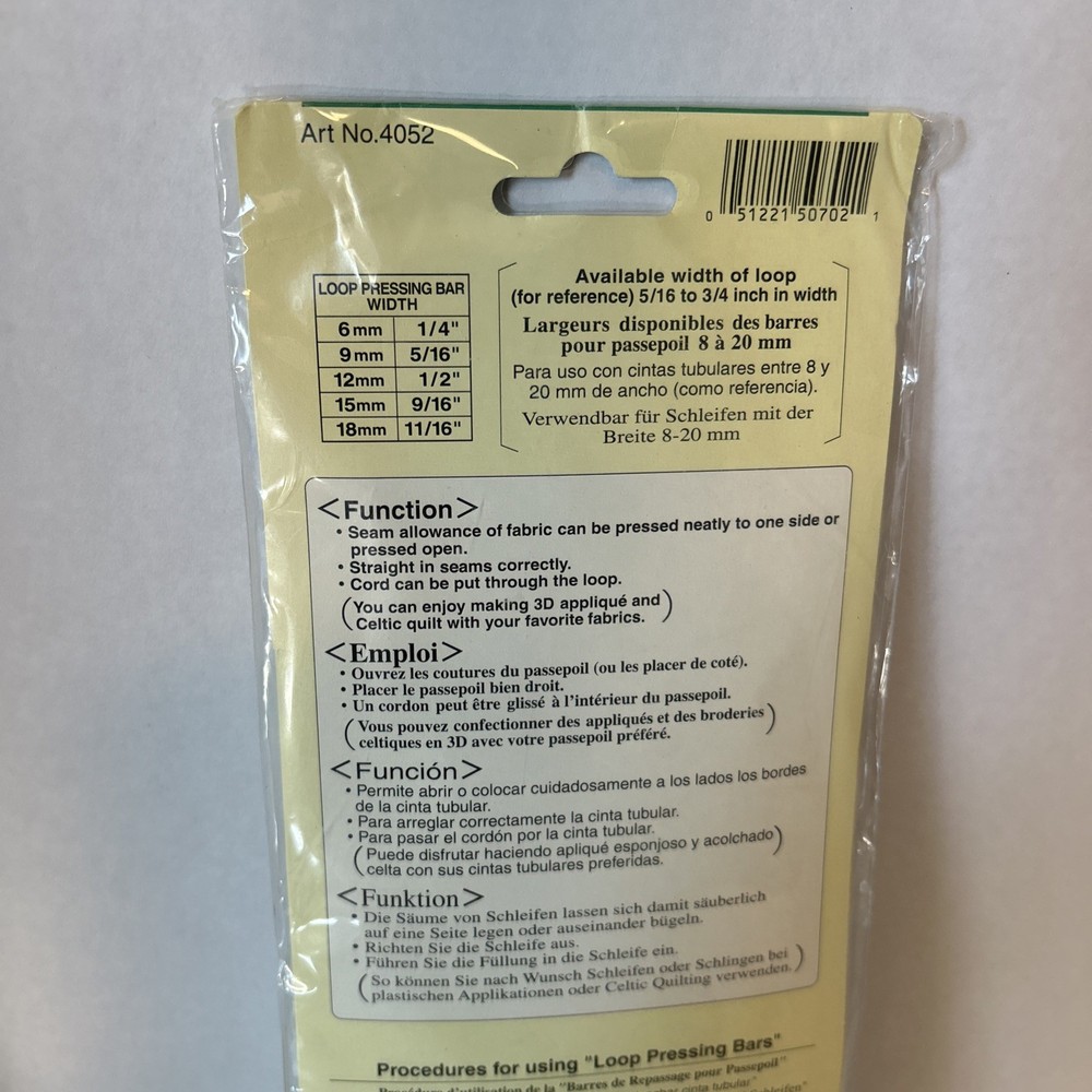 Clover Loop Pressing Bars - #4052, Pack of 5, Quick & Easy Loops w/Iron