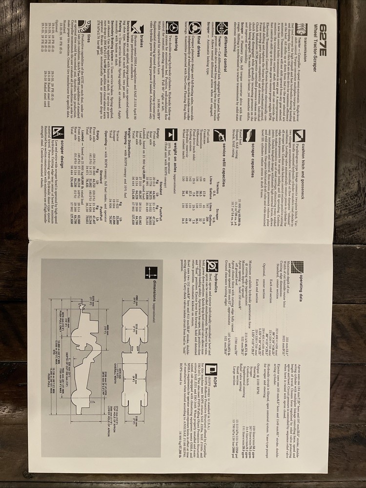 Caterpillar 627E Wheel Tractor-Scraper Brochure ‘86