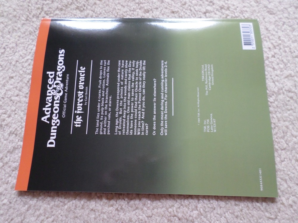 the Forest Oracle N2 adventure module Dungeons & Dragons AD&D