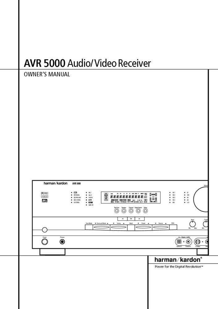 Harman Kardon AVR5000 Receiver Owners Manual