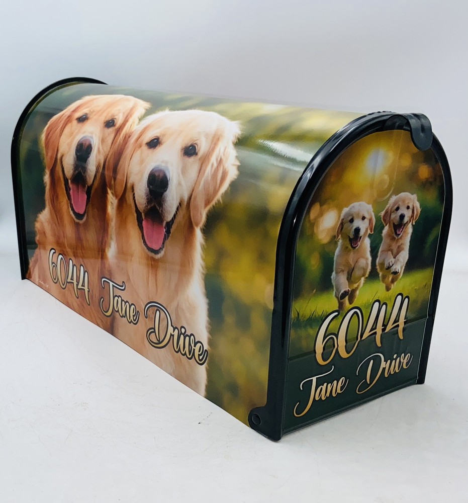 Golden Retriever custom Mailbox, Personalized Farm Mailbox Gift
