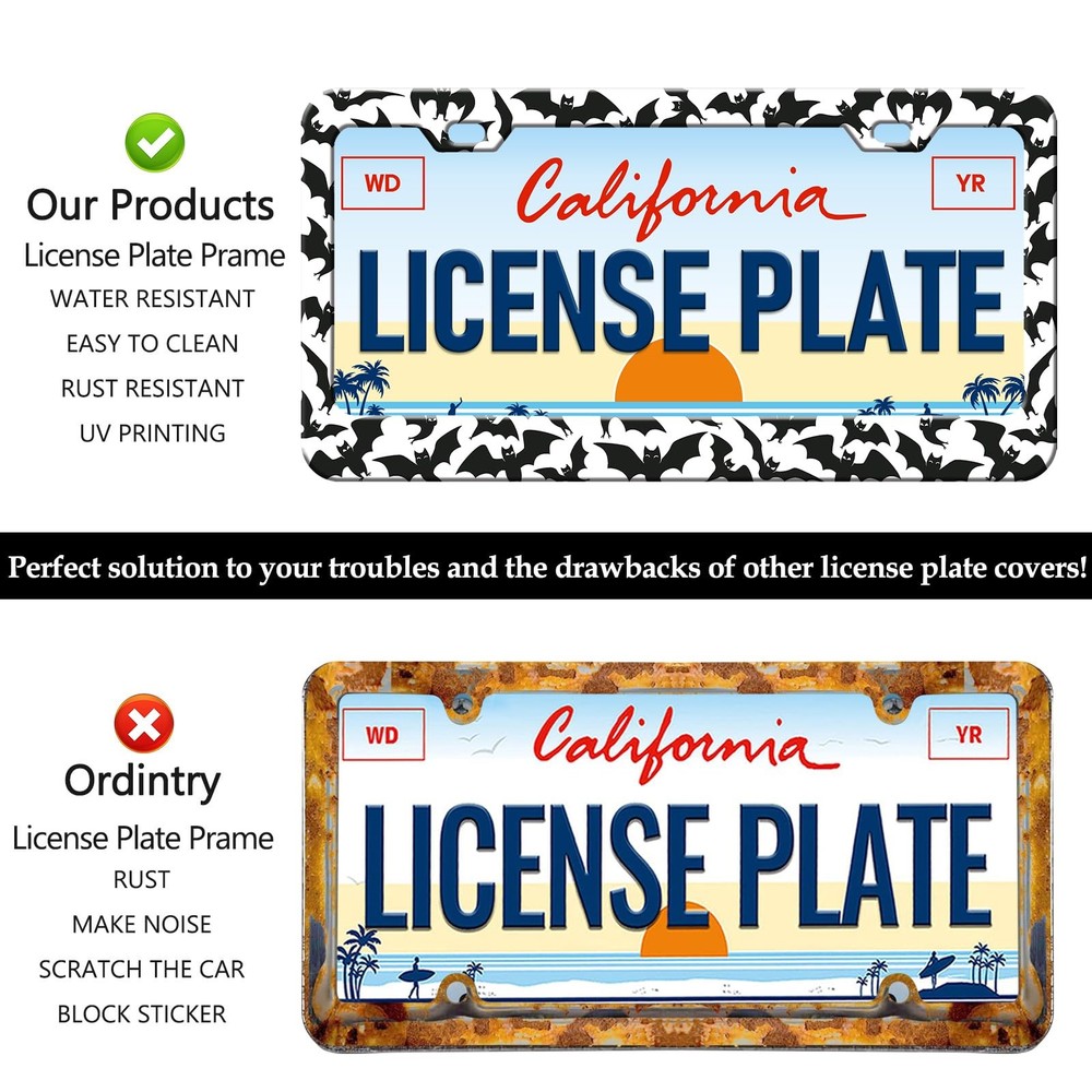 Gothic License Plate Frames 2Pack RustProof Aluminum Car Tag Holders