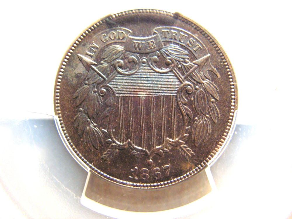 1876 Two Cent Piece, PCGS PR64 BR.