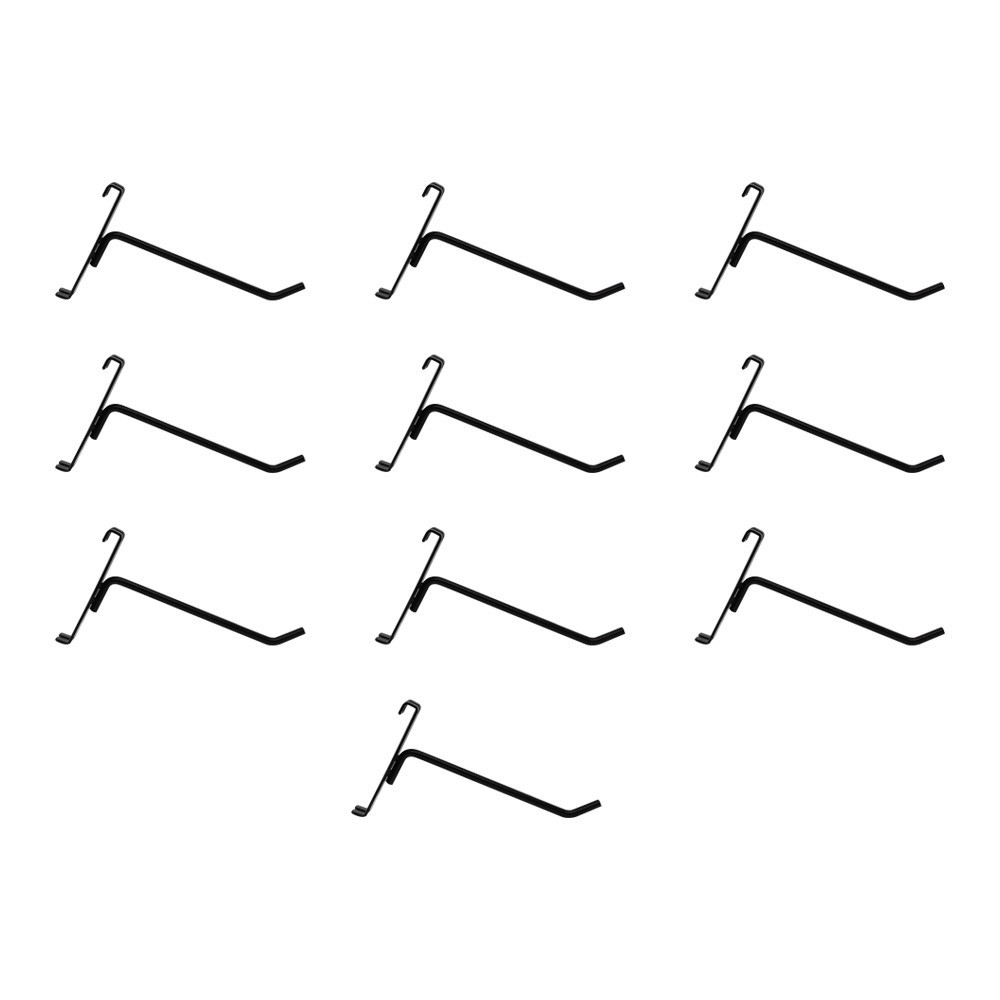 10 Pc GLOSS BLACK 6" Long Gridwall Hooks Grid Panel Display Wire Metal Hanger