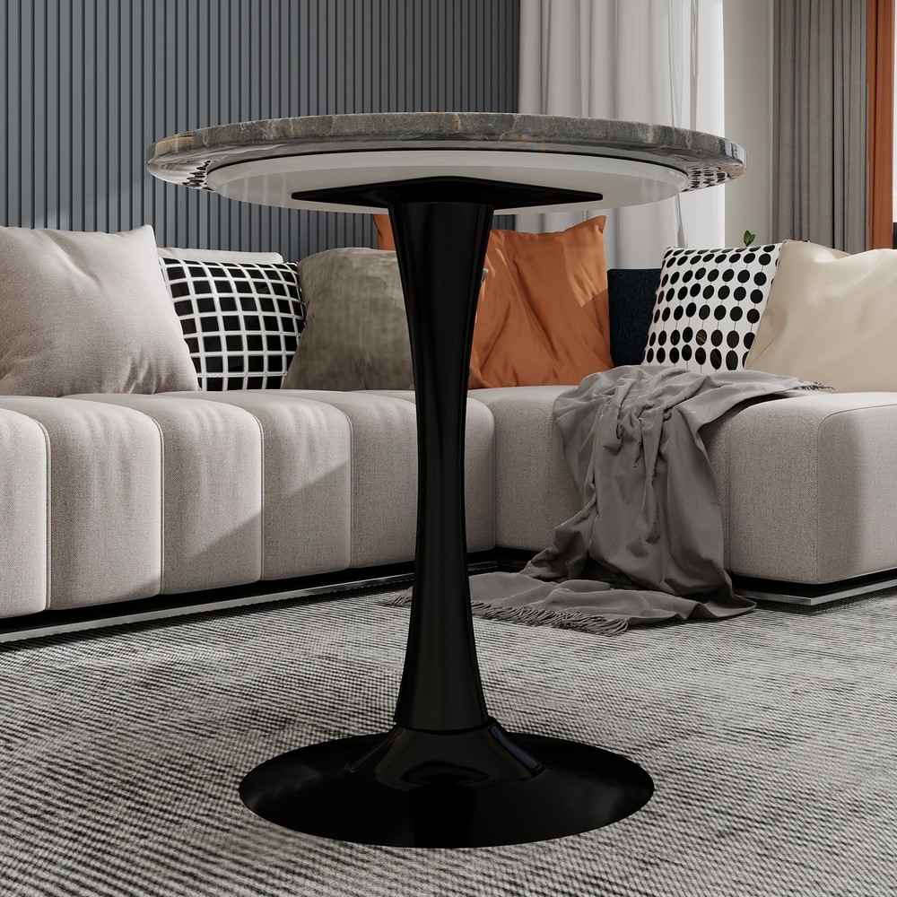 27.6-inch black coffee table, mid-century modern style dining table, accommoda