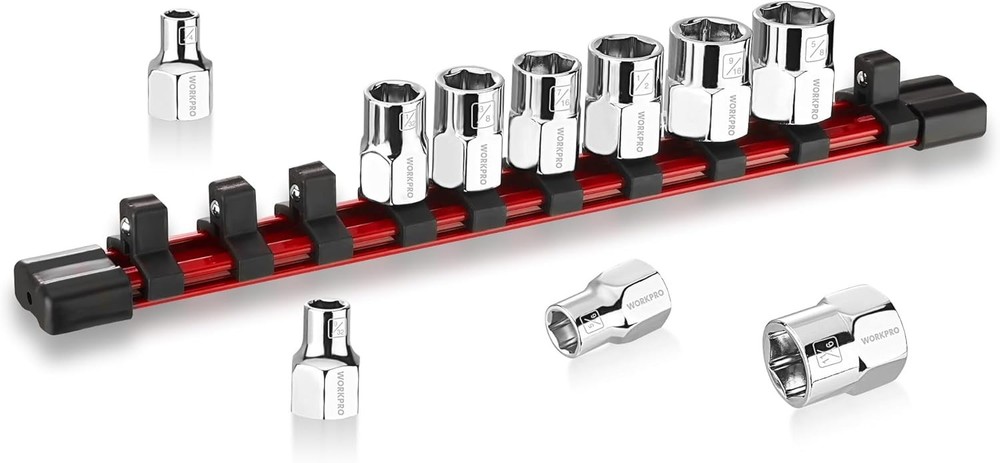 WORKPRO 10PC 3/8" Dr Socket Set Standard & Shallow Socket & Socket Organizer SAE
