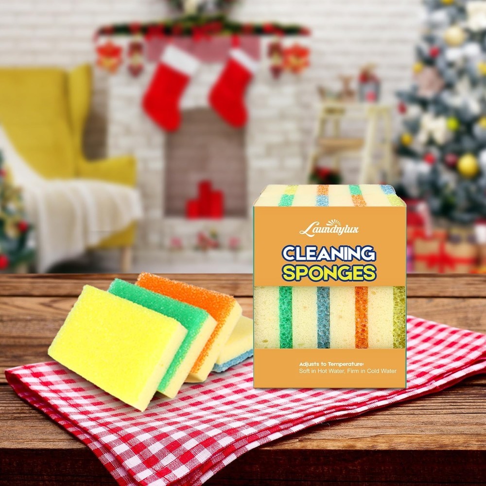 Scrub Sponge Dual-Sided Temperature-Responsive Non-Scratch Multipurpose 4 Pack
