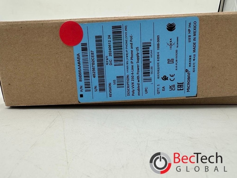 Polycom VVX 250 4 Line IP Phone - 89B66AA#ABA