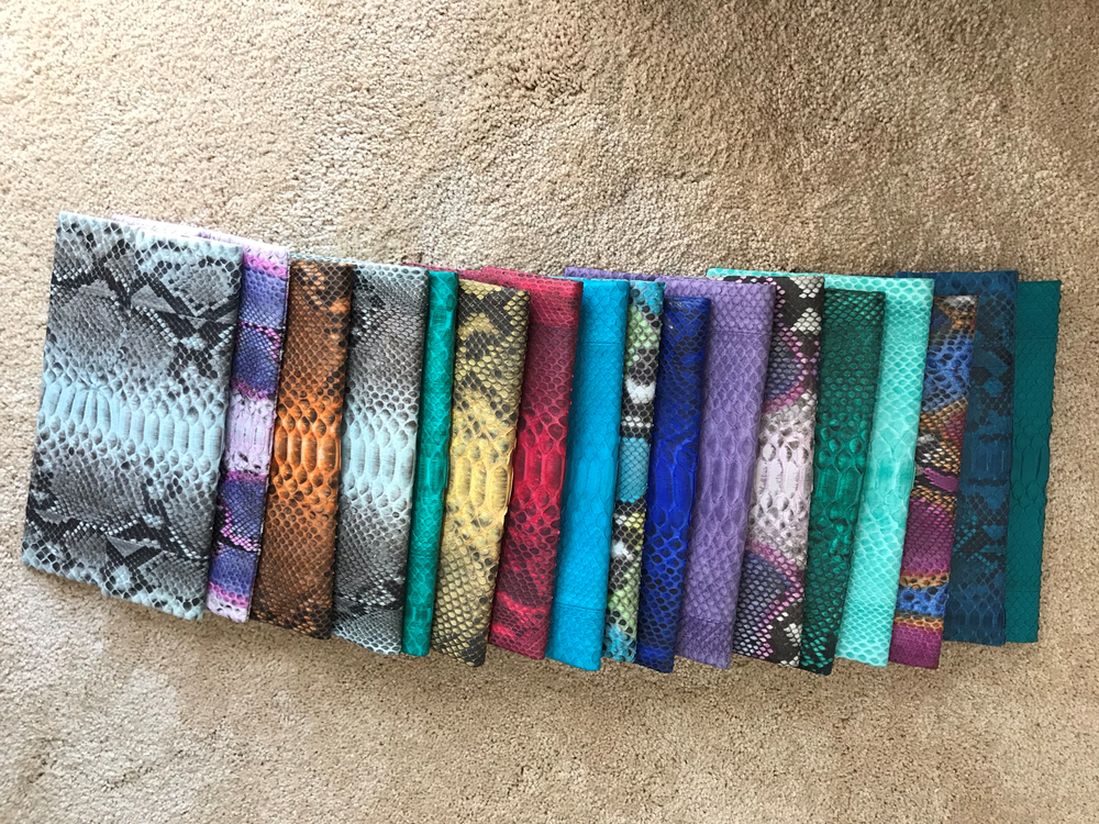 Genuine Python Leather Classic Fold over Clutch Bag