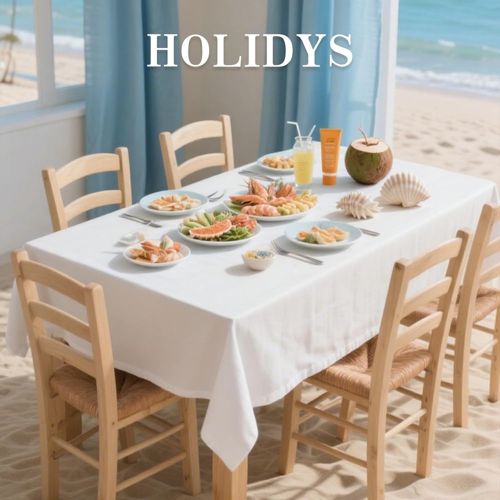 10 Pack White Table Cloth Rectangle Tablecloths 60X102 Inch,Polyester Table Clot