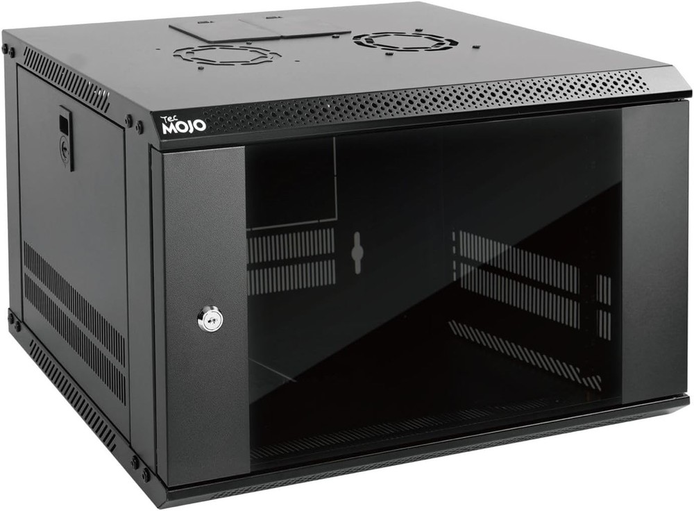 Durable 6U Wall-Mounted Server Cabinet - Adjustable Rail & Lockable Design
