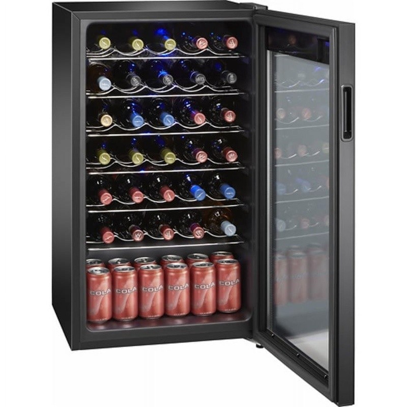 Premium 34-Bottle Wine Cooler Beverage Fridge Adjustable Temperature LED Light
