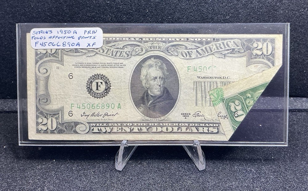 Printed Fold Over Error 1950 A $20 Federal Reserve Note Z231