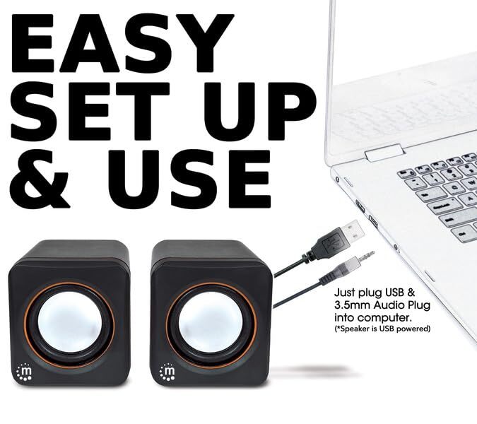 USB Powered Stereo Speaker System Small Size with Volume Control Black Friday De