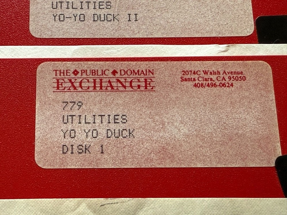 Apple 2 software: PUBLIC DOMAIN EXCHANGE - Yo Yo Duck - 5.25 disk