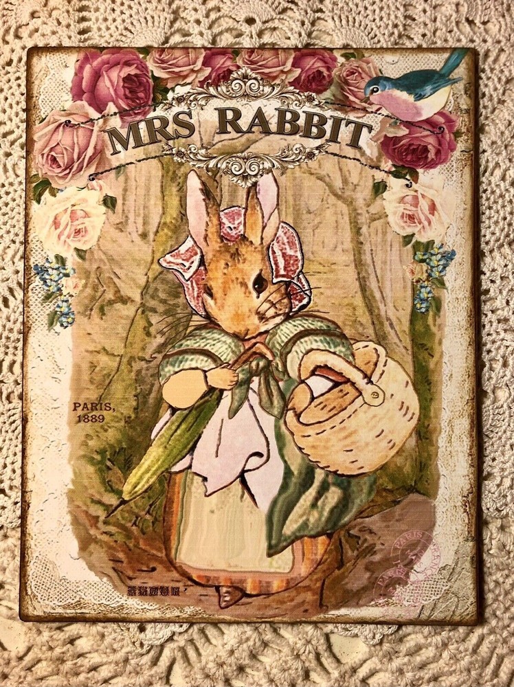 Beatrix Potter Mrs. Rabbit Handmade Sign #1