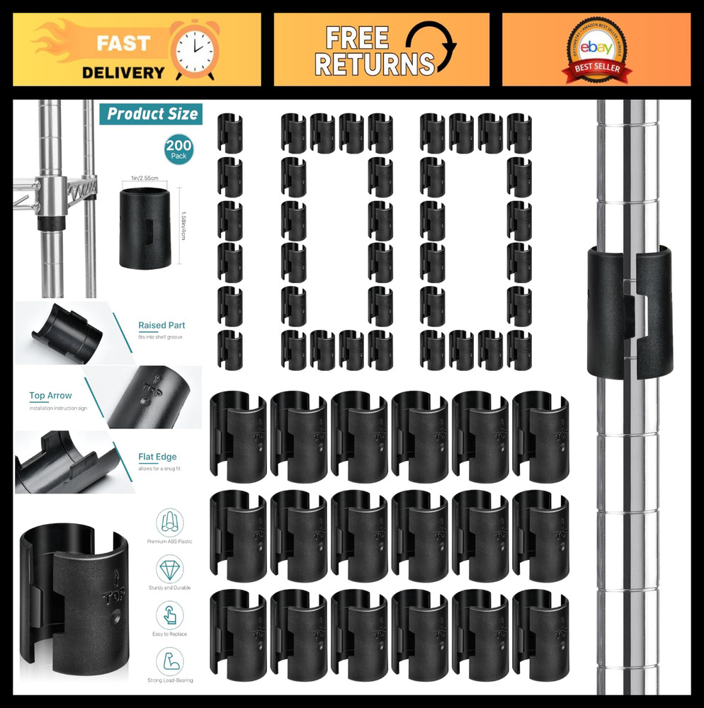 200 Pack Wire Shelf Lock Clips - 1" Replacement Clips for Wire Shelving System