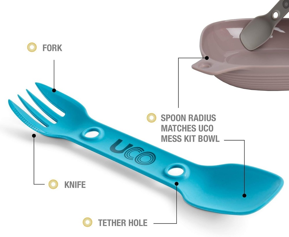 2 Pack Utility Spork Combo Spoon-Fork Utensil for Camping Backpacking Picnics