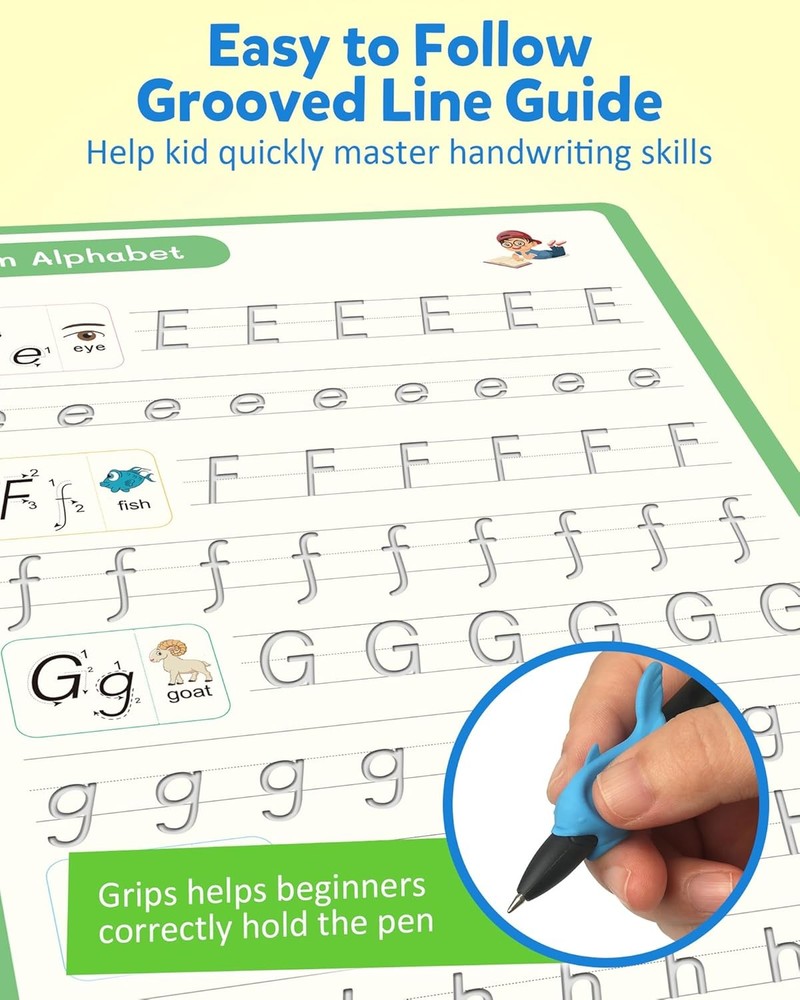 Coogam 6Pcs Magic Grooved Writing Practice for Kids, Handwriting...