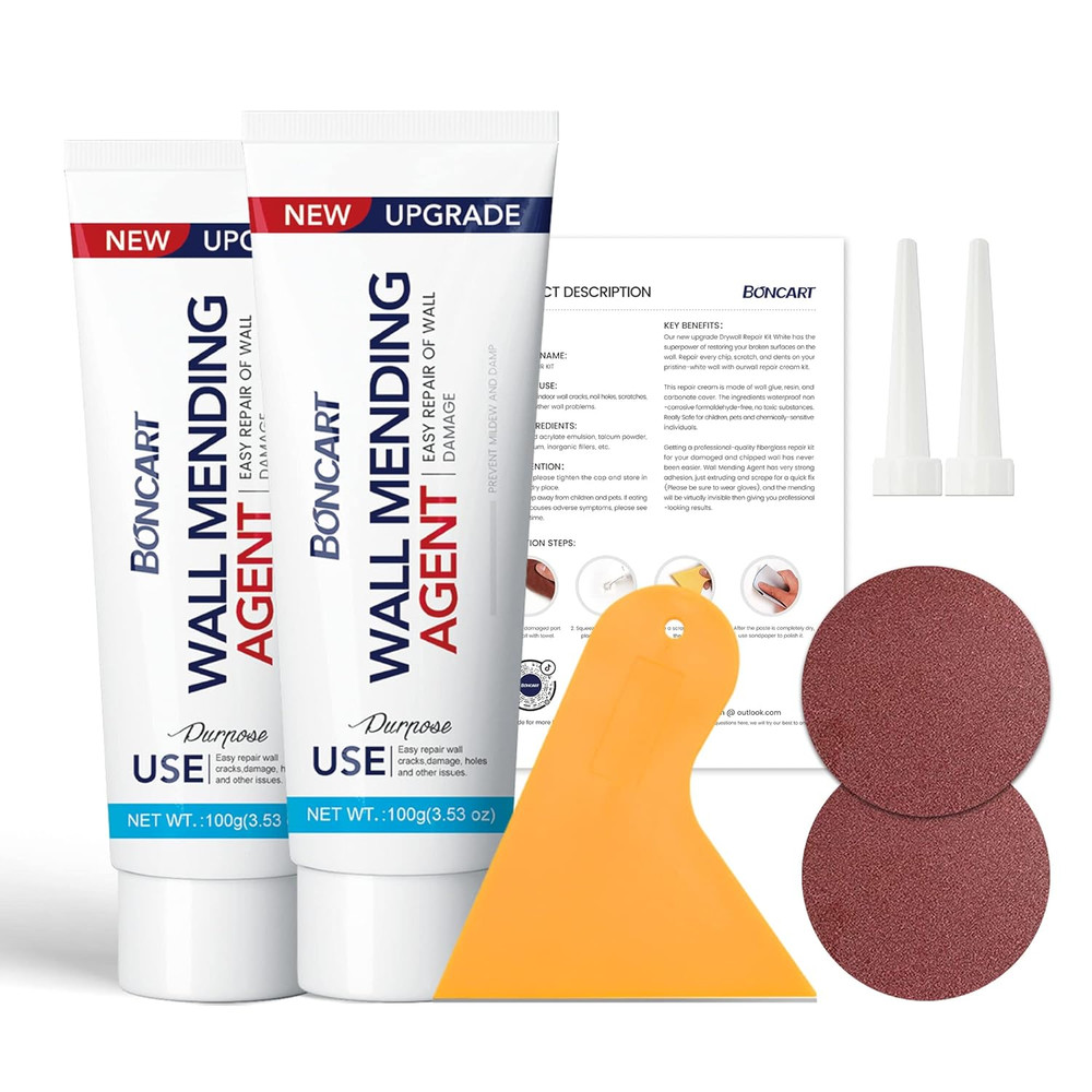 Drywall Repair Kit,2 Pack Wall Mending Agent,Wall Spackle with Scraper, Wall ...