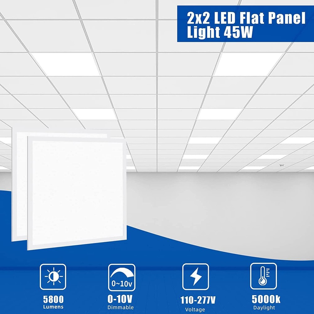 4 Pack 2X2 LED Panel for Drop-in Ceiling,45Watt 0-10V Dimmable Indoor Fixture